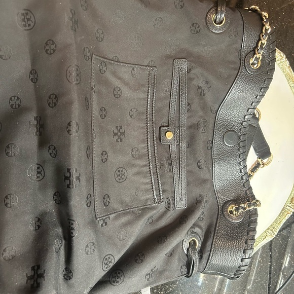 Tory Burch Marion Black Pebbled Leather Whipstitch Tote MSRP $595 Now $103 - Picture 8 of 15